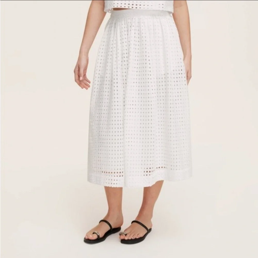 NWT kate spade x Target Eyelet Volume Midi Skirt in white -S